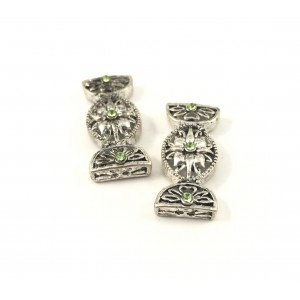 Metal green candy antique silver bead*